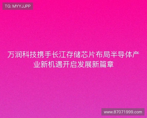 万润科技携手长江存储芯片布局半导体产业新机遇开启发展新篇章